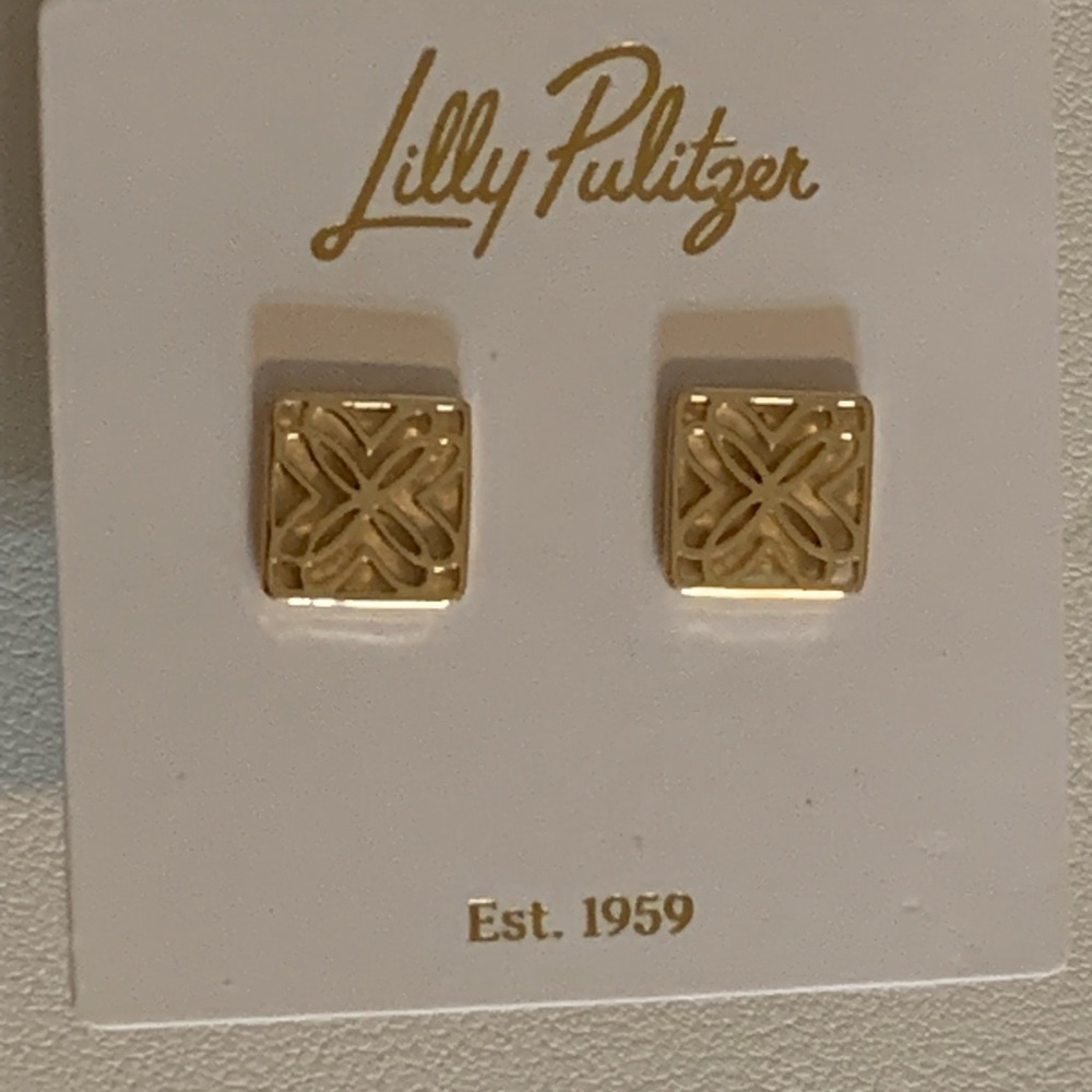 BRAND NEW Lilly Pulitzer ‘Lilly Logo Earrings’ - Picture 2 of 5